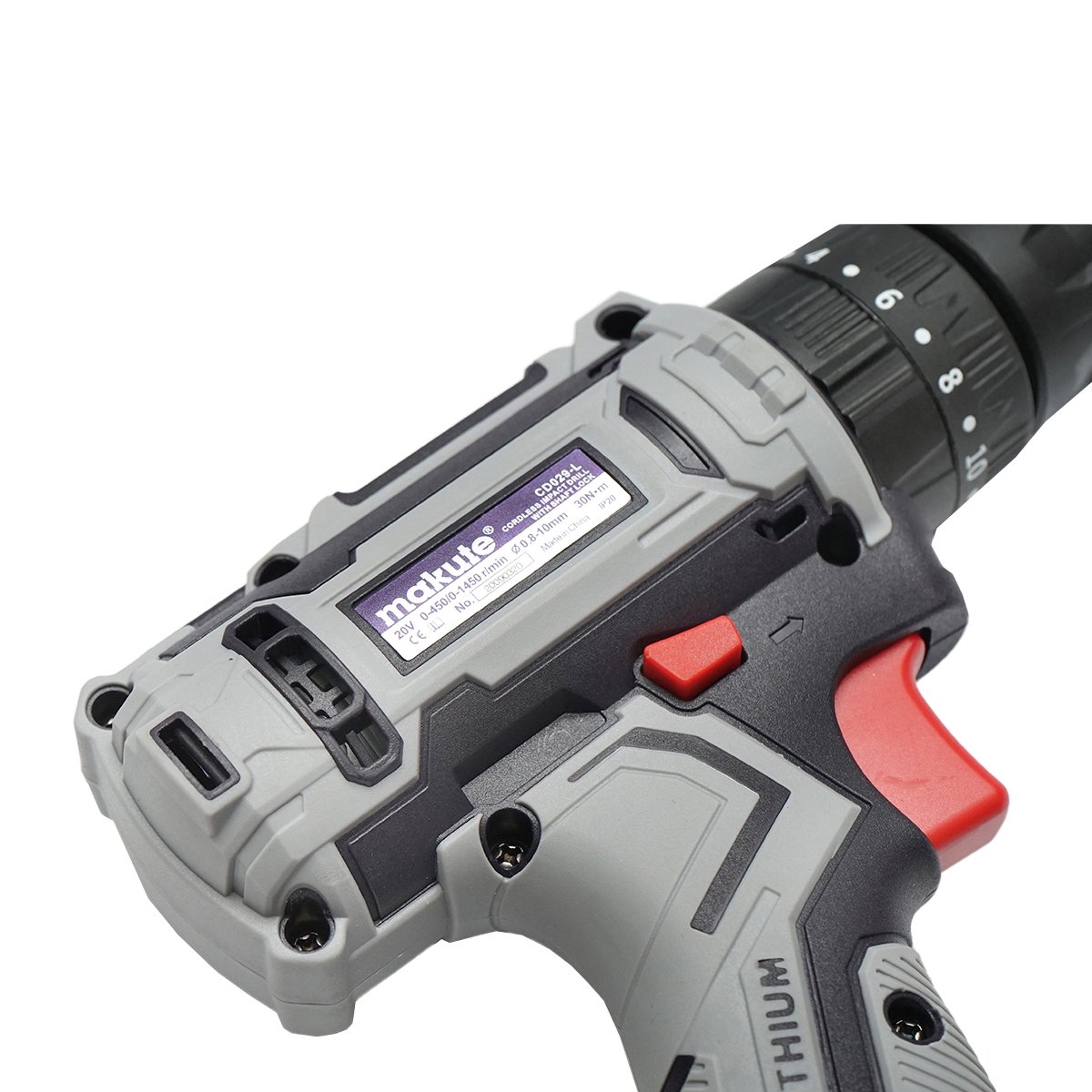 Masina de insurubat 25Nm, acumulator 20V/1500mAh si incarcator 220V/50-60Hz, ax 0.8-10mm, 1450rot/min IP20 Makute